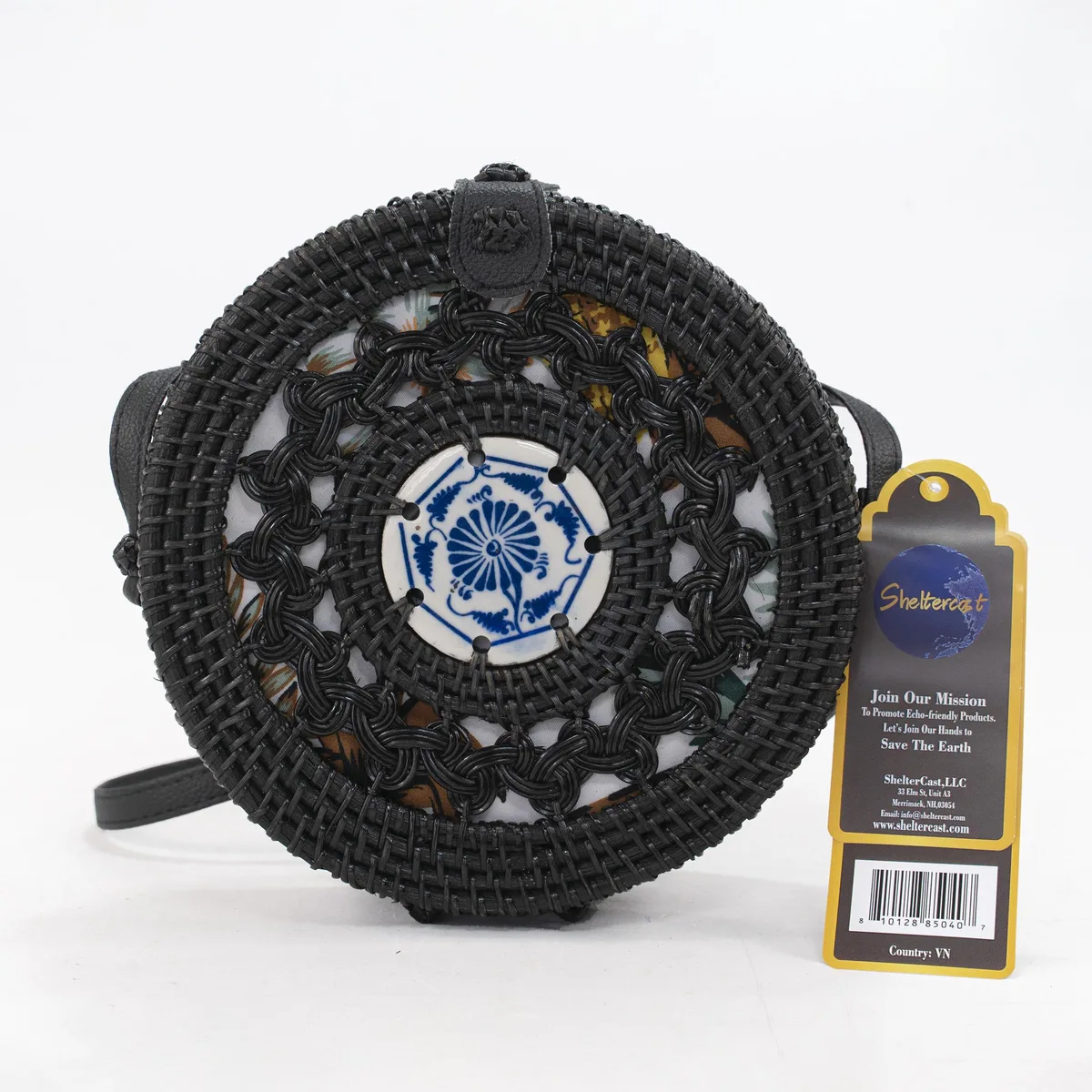 ShelterCast ShelterCast Round Rattan Shoulder Bag Large Black — product photo