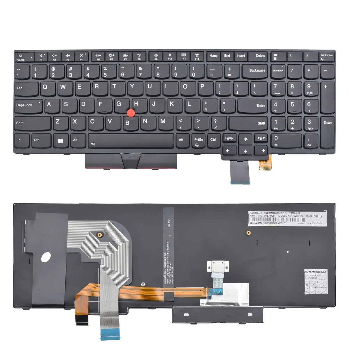 Alphacool Alphacool Replacement Keyboard US Backlit for ThinkPad T570 T575 T580 P51S P52S — product photo