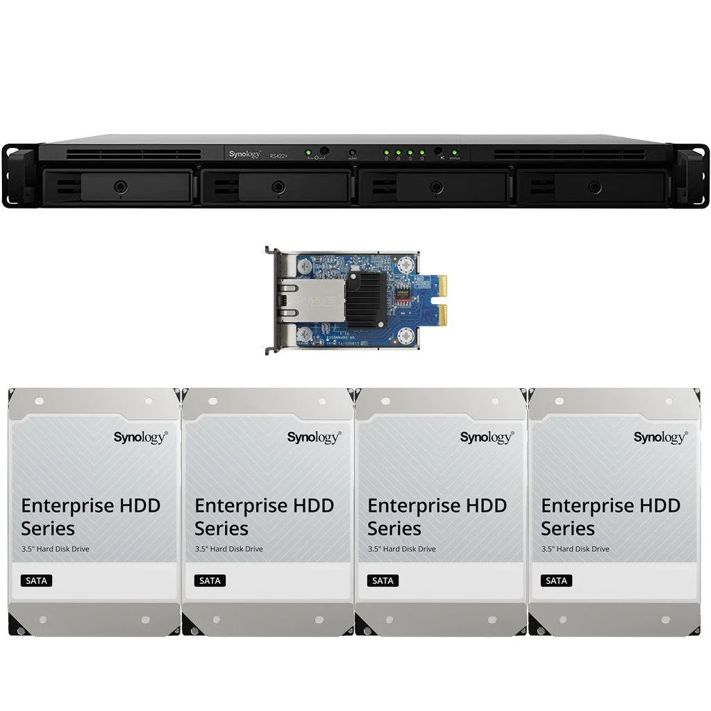 Synology Inc. Synology RS422+ 4-Bay Rackmount NAS 2GB RAM 48TB (4 x 12TB) E10G22-T1-Mini 10GbE Adapter — product photo