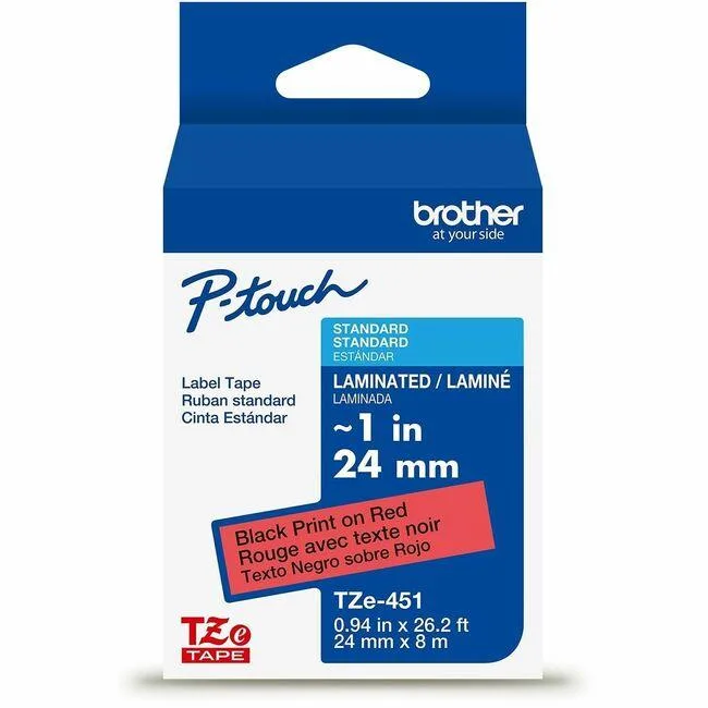 Brother Brother TZE451 24mm Black on Red Label Tape 26.2ft — product photo
