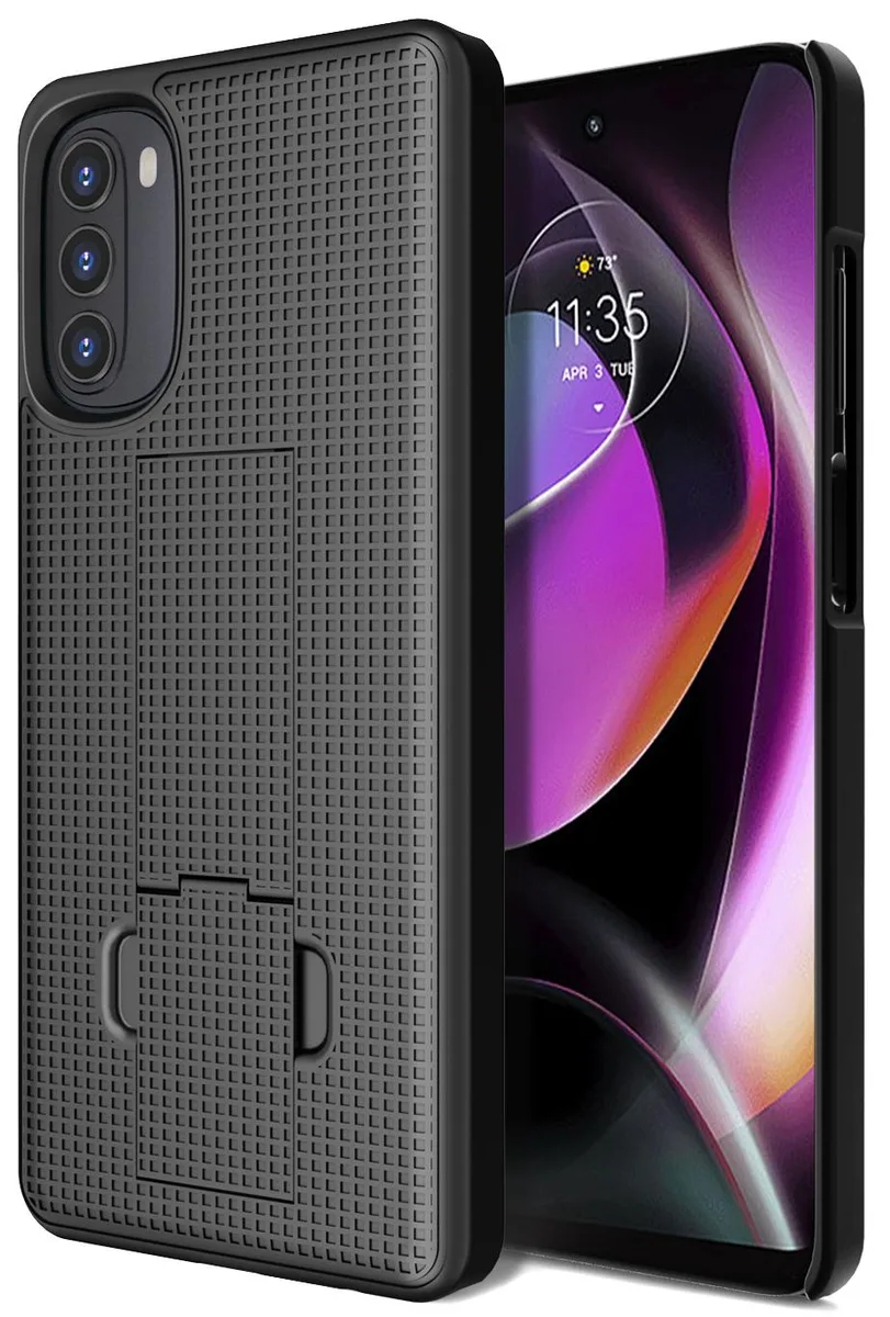 Nakedcellphone Nakedcellphone Textured Phone Case with Kickstand Black for Moto G 5G (2022) XT2213 — product photo