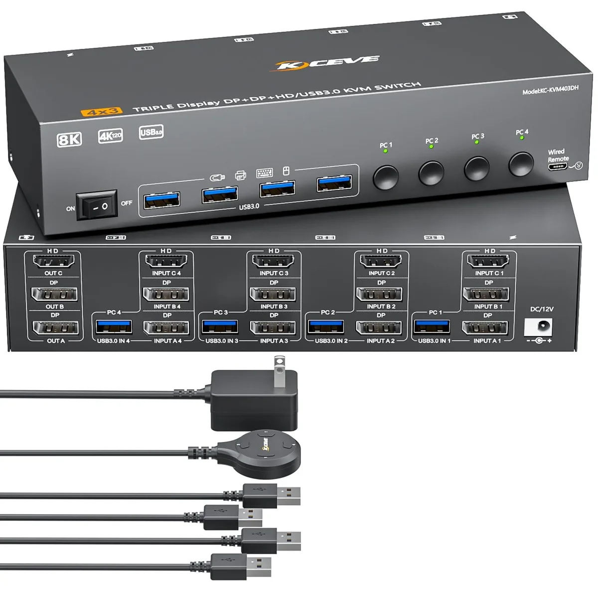 Vszerda Vszerda KC-KVM403DH-US KVM Switch 3 Monitors 4 Computers 8K 60Hz 4K 144Hz — product photo