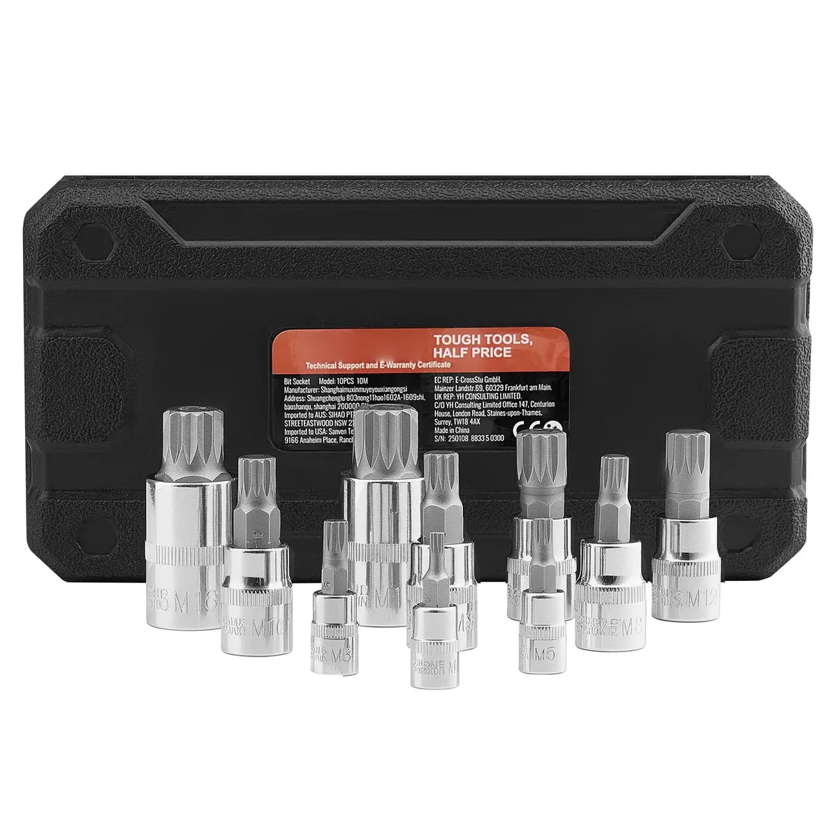 VEVOR VEVOR XZN Triple Square Spline Bit Socket Set 10-Piece M4-M18 Hand Socket — product photo