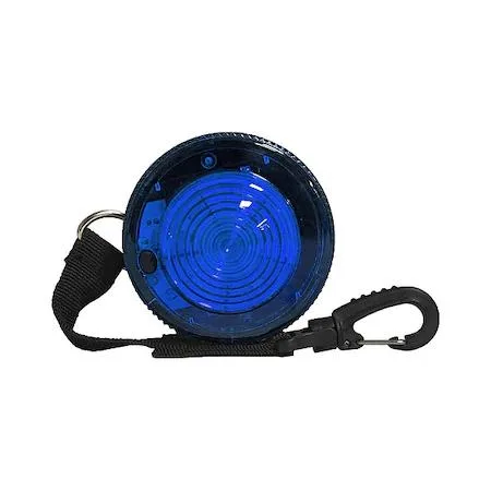 Blue LED magnetic warning light, polycarbonate dome, compact square form