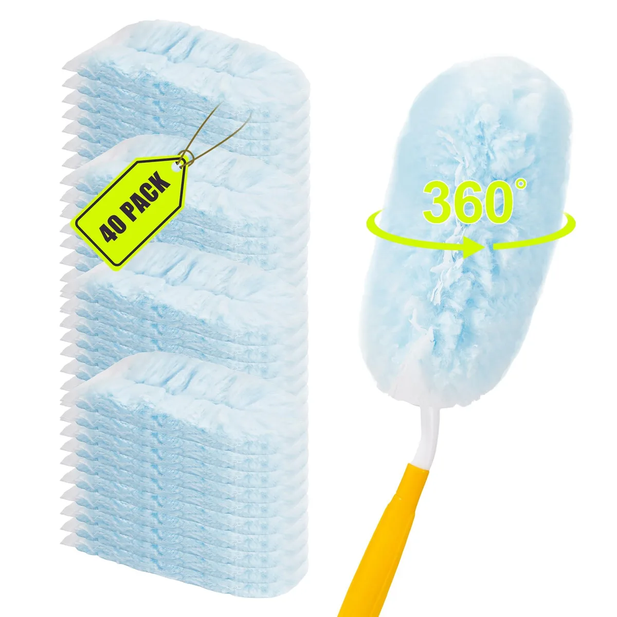 40 microfibre duster refills and two handles in white packaging