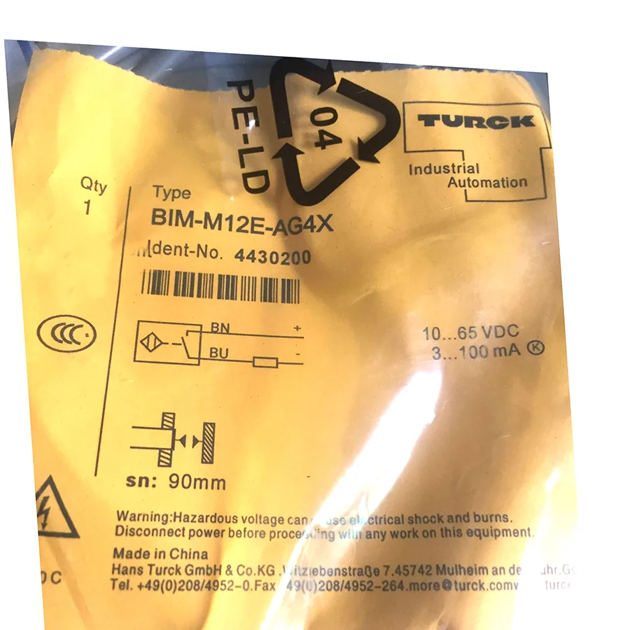 Turck Turck BiM-M12E-AG4X 4430200 inductive sensor M12 90 mm 10-65 VDC 2-wire NO contact 107 g — product photo