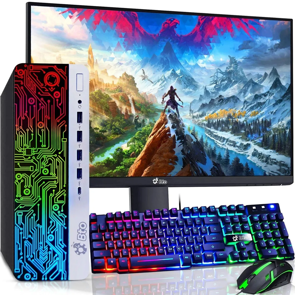 HP HP G3 RGB Gaming Desktop PC i5-6500 16GB 256GB GT 1030 24" WiFi — product photo