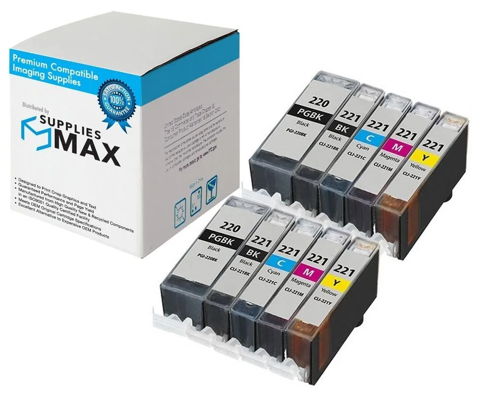 SuppliesMax SuppliesMax PGI-220/CLI-221MP Inkjet Combo Pack (4 Black, 2 Cyan, 2 Magenta, 2 Yellow) — product photo