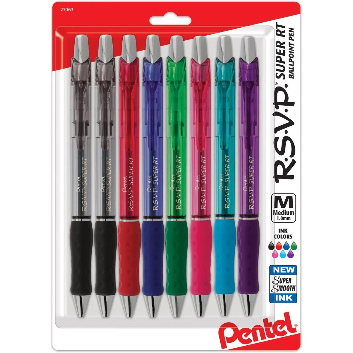 Pentel of America, Ltd. Pentel of America, Ltd. BX480BP8M RSVP Super TR 1.0mm retractable ballpoint pen 8 pack — product photo