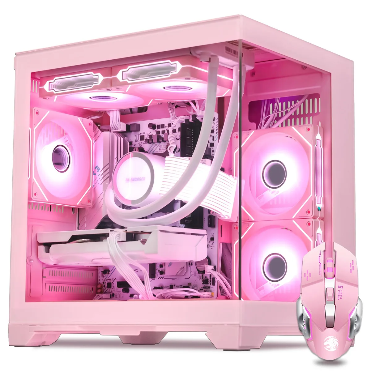 Hoengager Hoengager Gaming PC Ryzen 7 5700X RTX 5060 32GB DDR4 2TB SSD Pink — product photo