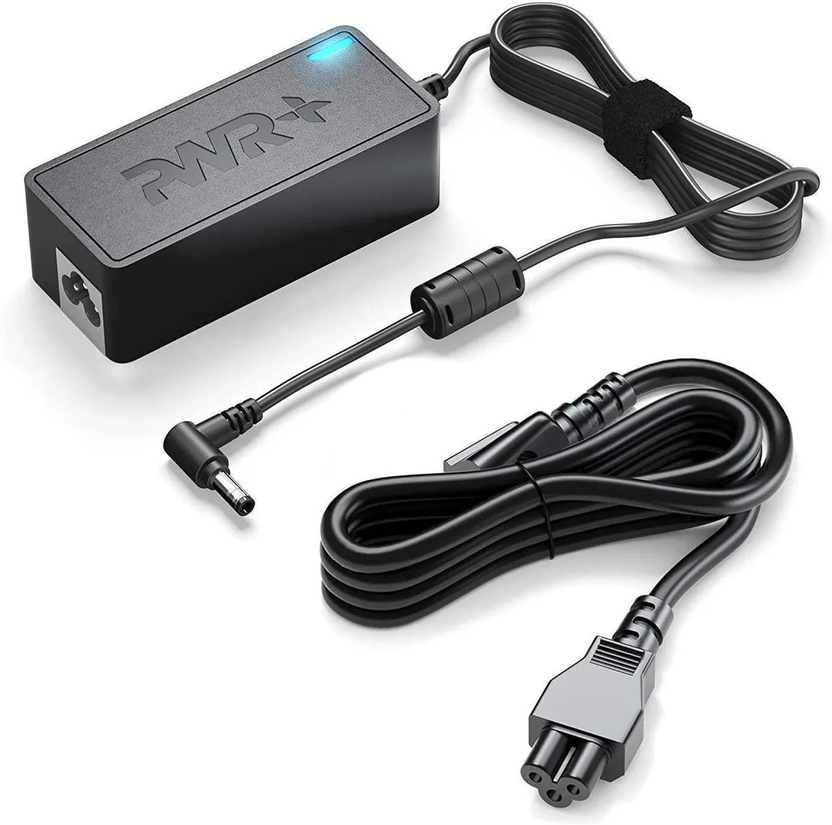Rectangular black power brick with 12 ft cable