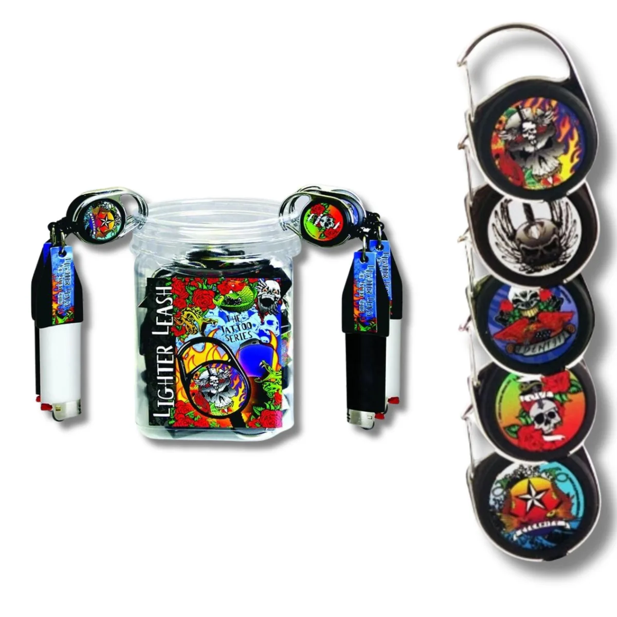 Lighter Leash Lighter Leash LL-CP-TATTOO-4PK accessory 4-pack retractable holder 36 inch cord — product photo