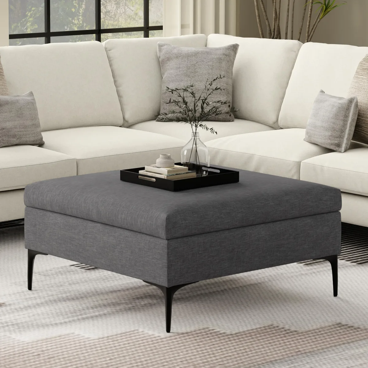 tuphen tuphen Rebecca Storage Ottoman Lift-Up Lid Slate Grey — product photo