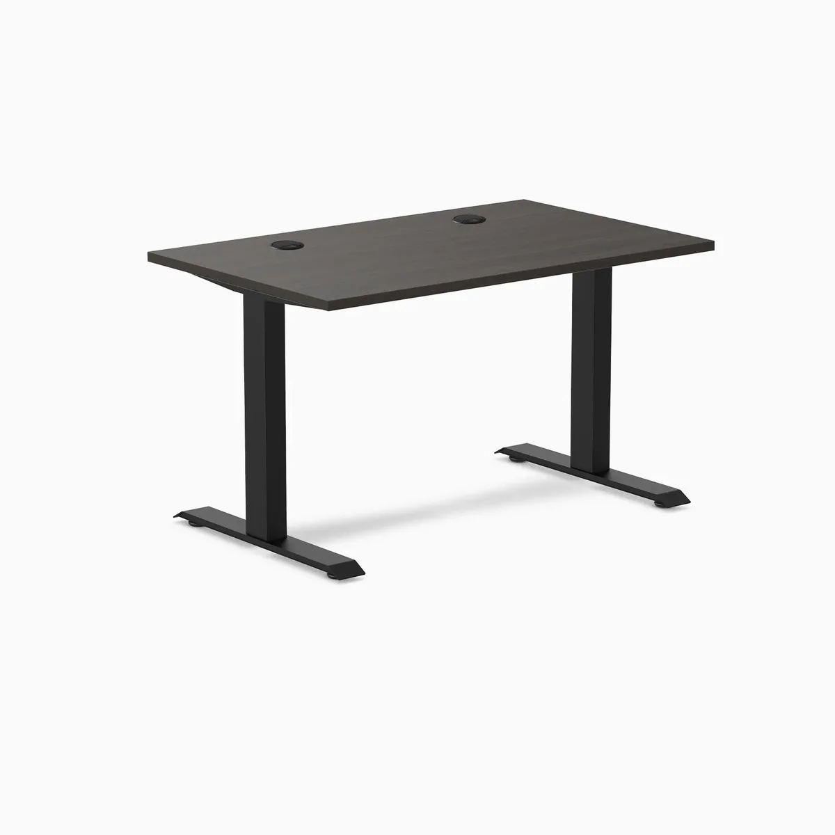 Desky Desky Zero Fixed Height Desk Burnished Wood / Matte Black 47.2 x 29.5 in with Grommets — product photo