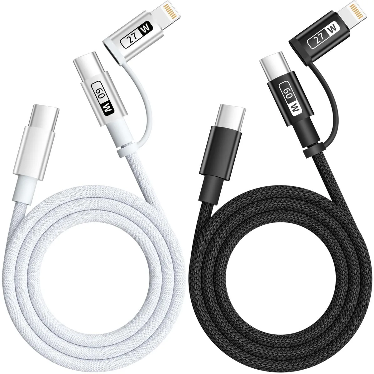 IDISON 2-in-1 USB-C to C/Lightning 60W/27W 2Pack 4FT — product photo