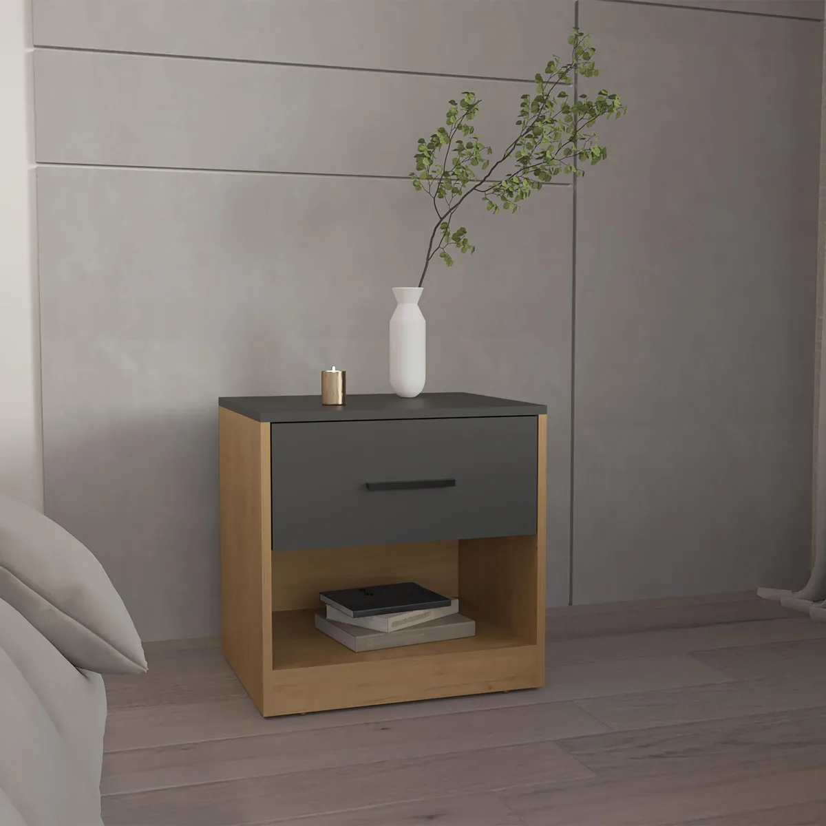 tuphen tuphen Nightstand 1 Door 1 Shelf Bedroom Set — product photo