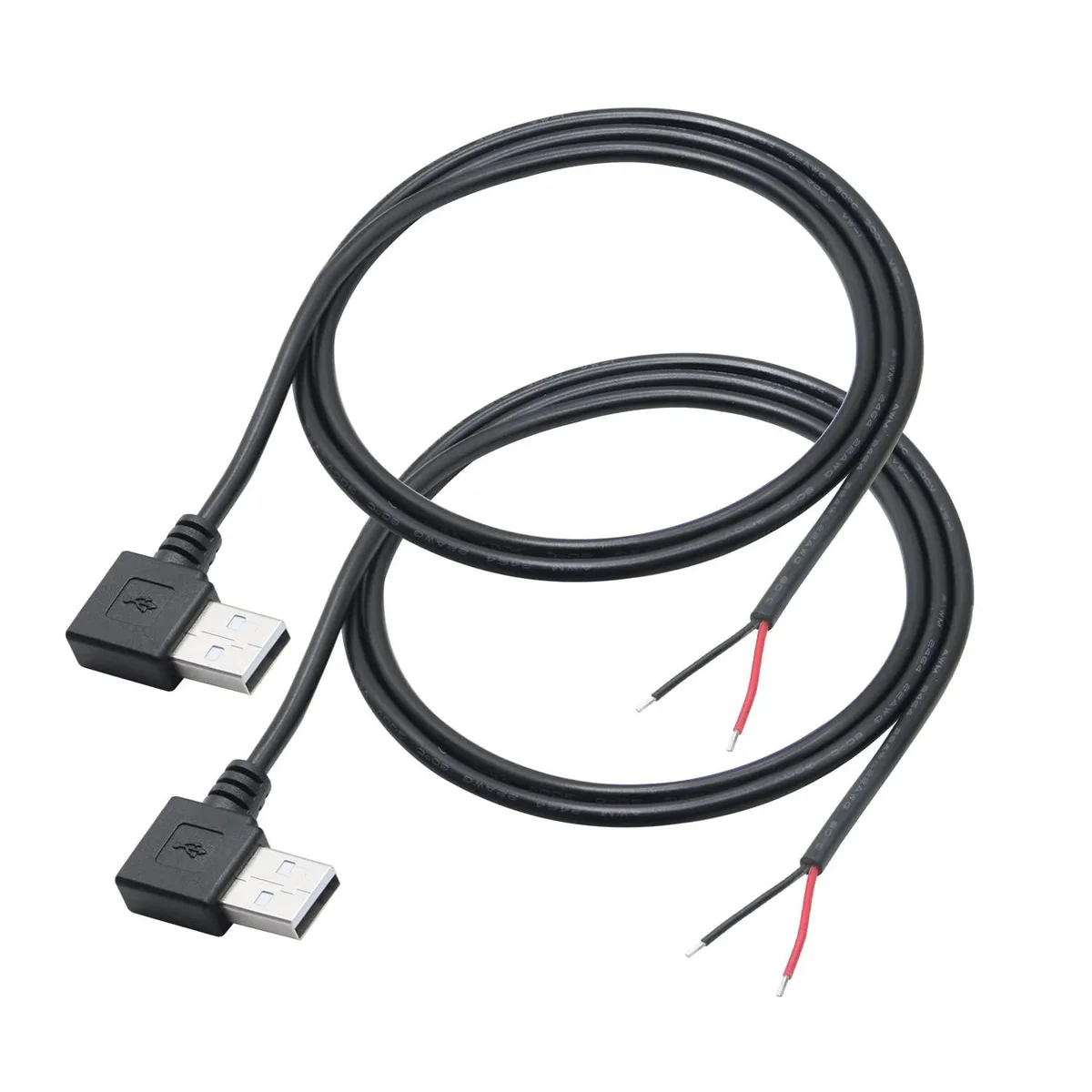 Vszerda Vszerda 90 Degree USB 2.0 Male 2 Pin Bare Wire 1m Cable 2-Pack — product photo