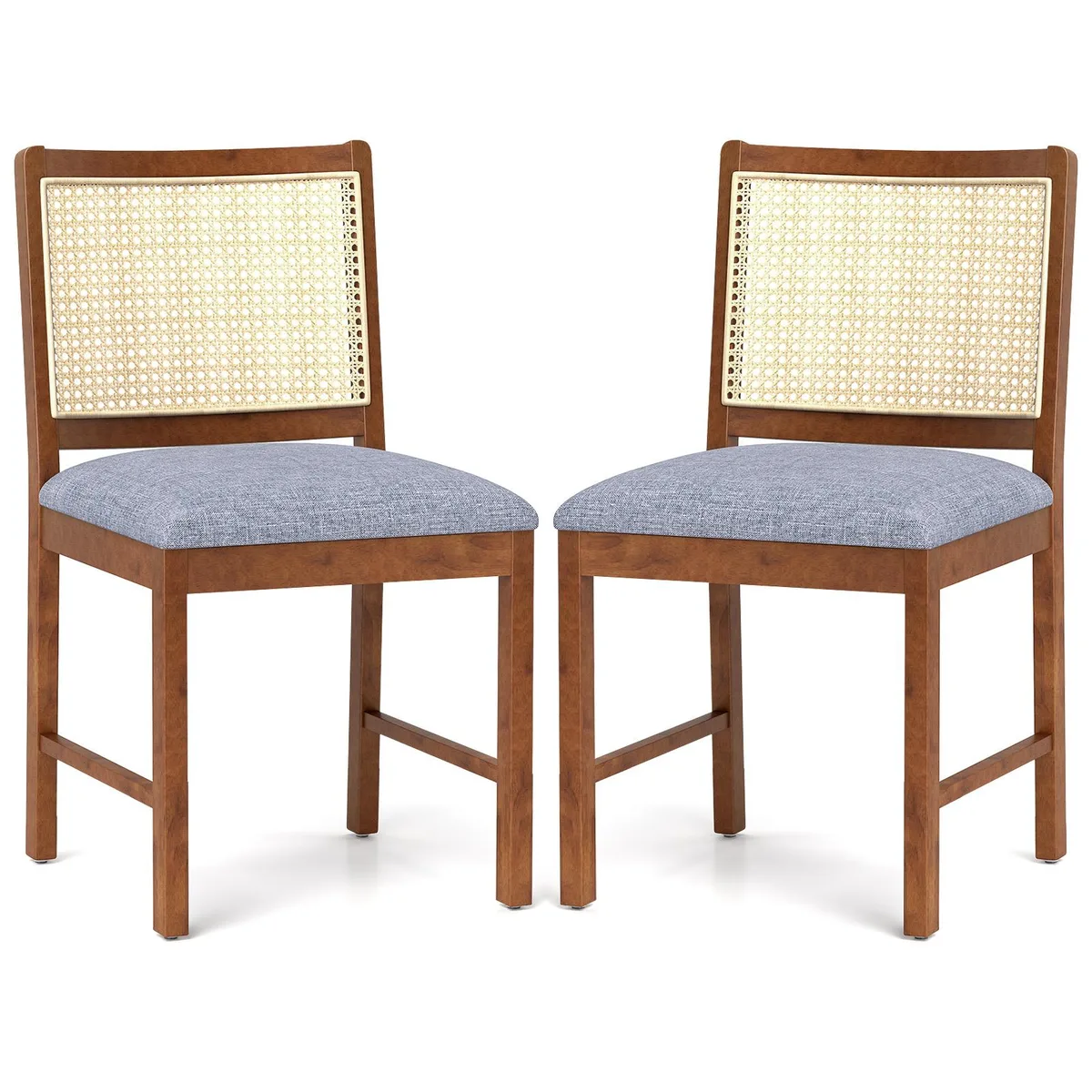 SlickBlue SlickBlue Rattan Dining Chair Set of 2 Walnut Grey — product photo