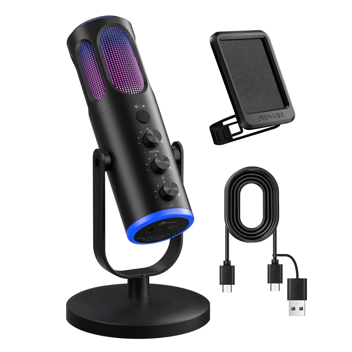 PUPGSIS C1 USB Microphone 96kHz 85dB SNR 16mm Capsule Black — product photo