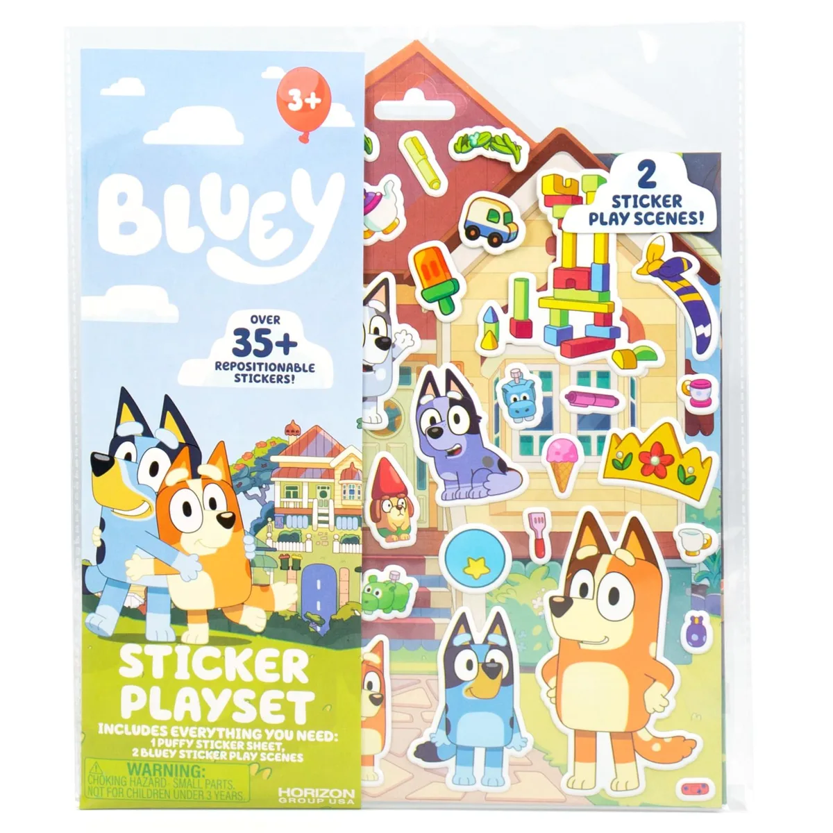 Horizon Group USA Bluey Sticker Playset 35+ Puffy Stickers 2 Scenes — product photo