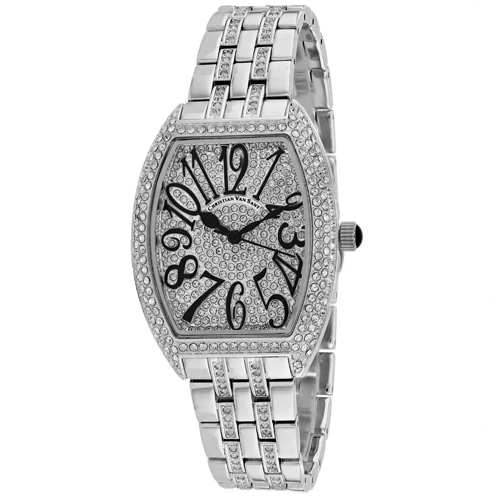 Silver tonneau watch case on matching bracelet, 46mm