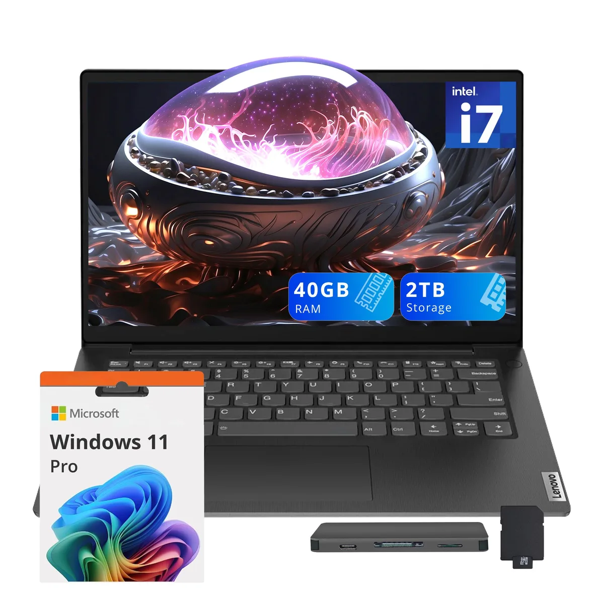 Lenovo Lenovo V14 G4 business laptop, Core i7-13620H, 40GB DDR4, 1TB SSD, 14" FHD, Windows 11 Pro, Black — product photo