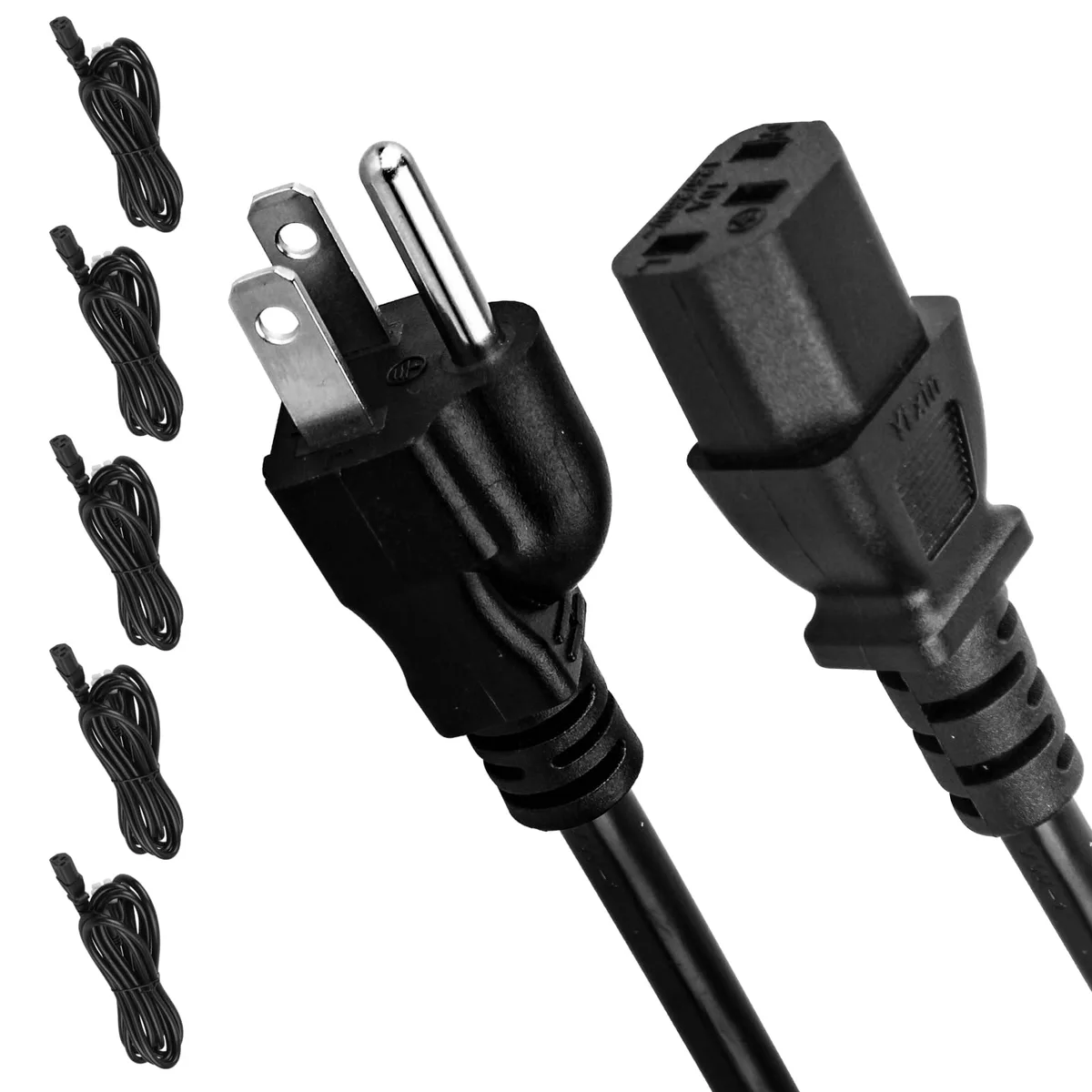 ulapithi 18AWG 6FT Computer Power Cord 5 Pack NEMA 5-15P to IEC320C13 — product photo