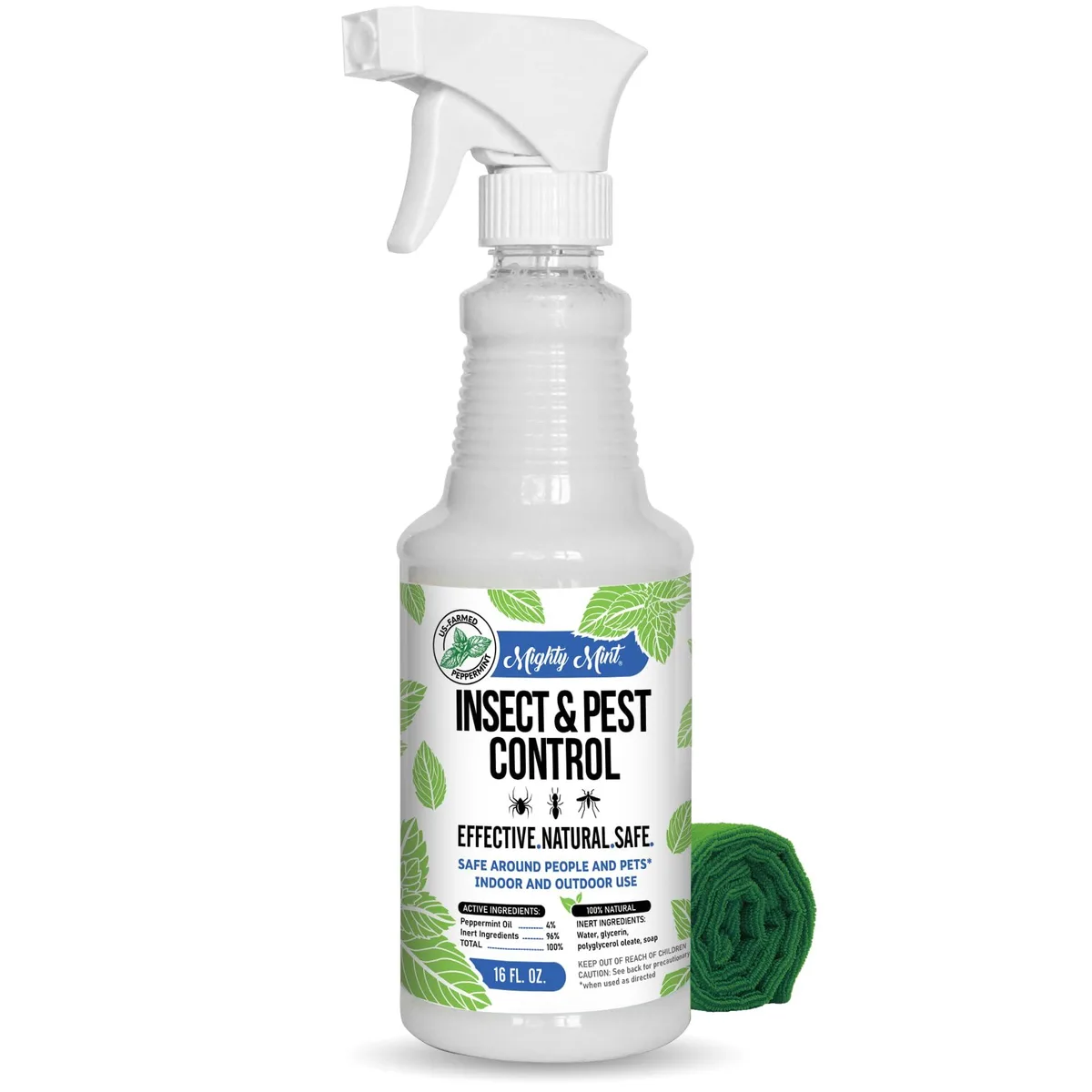 16 oz white trigger spray bottle with green label