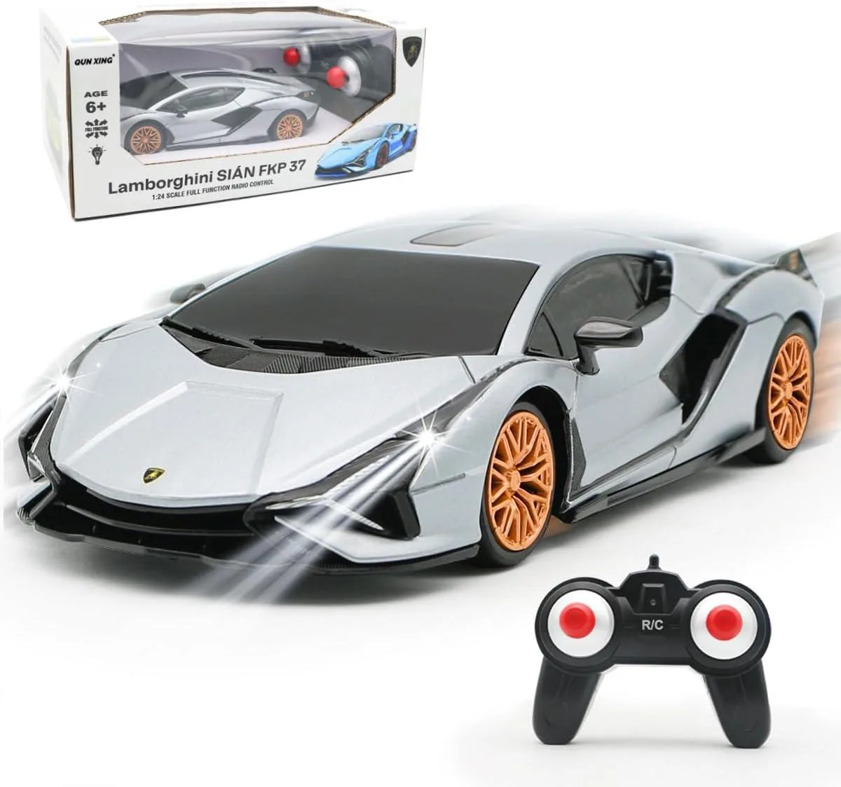 usbroway usbroway 1:24 Licensed Lamborghini Sian RC Car Silver — product photo