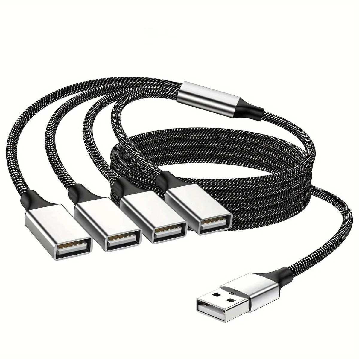 HANNORD HANNORD USB 2.0 4-Port Hub Cable 1.64 ft Silver — product photo