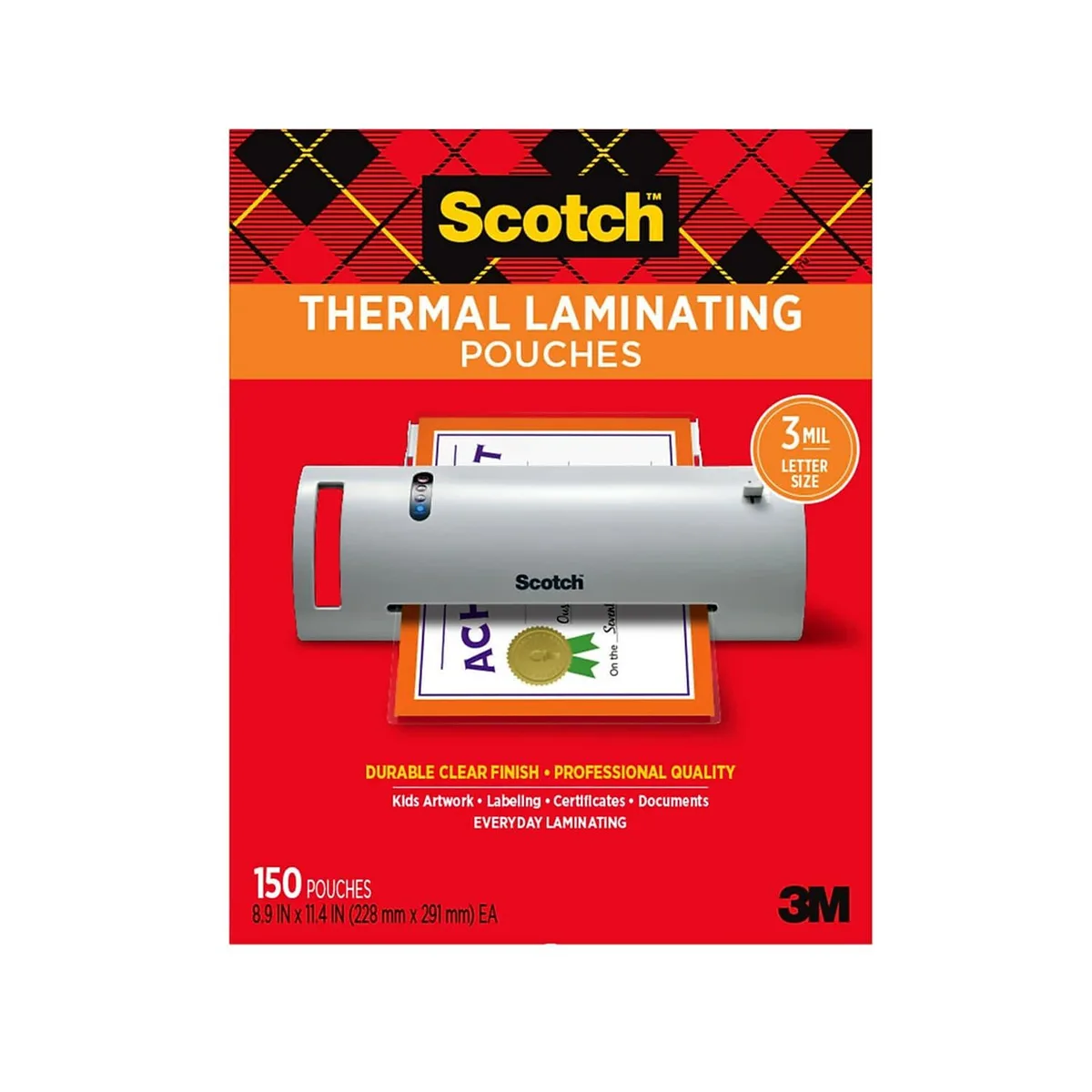 3M 3M Scotch Thermal Laminating Pouches Letter 3 Mil 150 Pack TP3854 — product photo