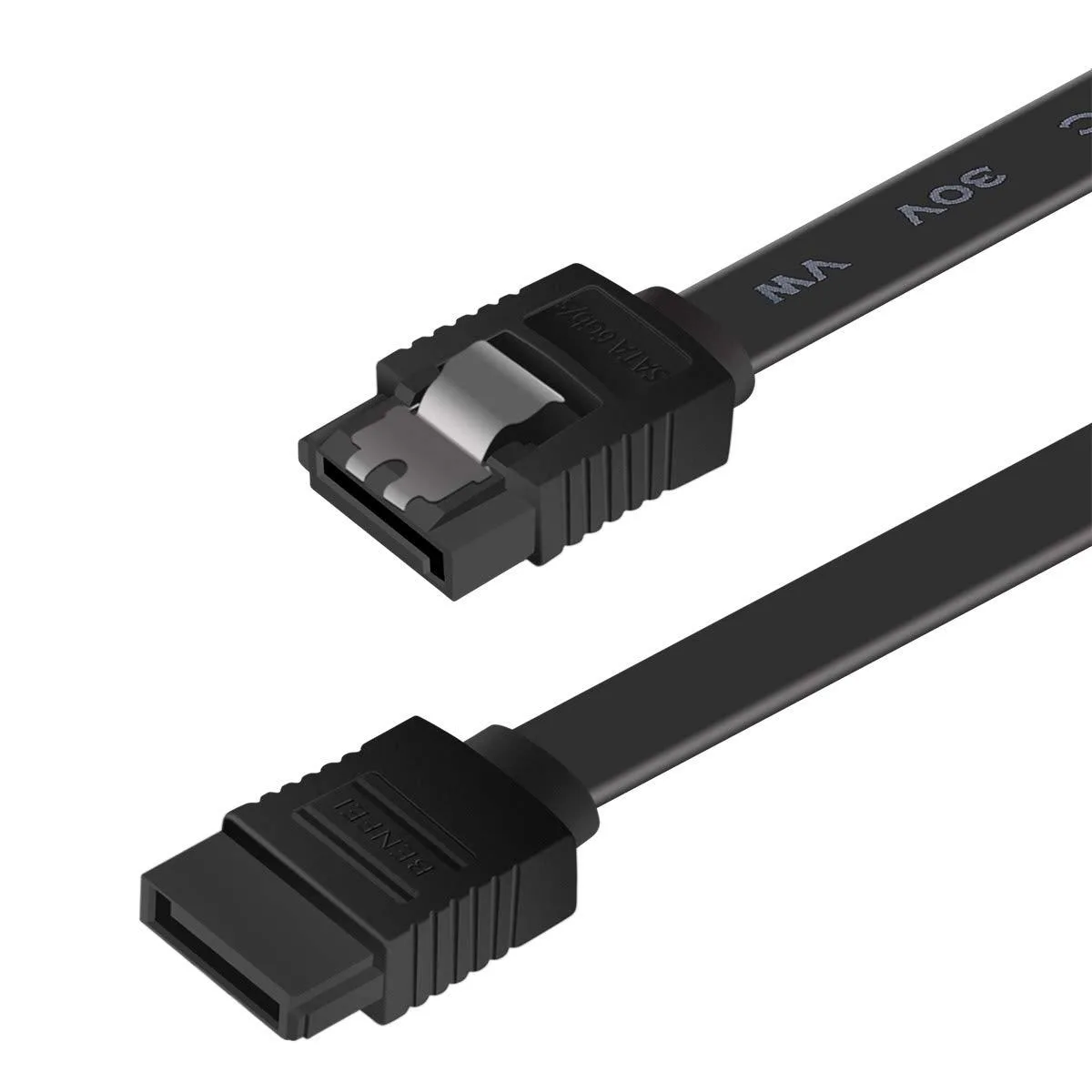Black 18-inch SATA III cable with locking latches on both ends