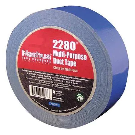 Blue polyethylene-coated cloth duct tape roll 48mm wide 55m long 9mil thick