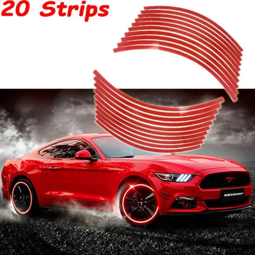 SIMPLEX TECHNOLOGY CO., LIMITED SIMPLEX TECHNOLOGY CO., LIMITED 20x Reflective Red Wheel Rim Stripe Decal Tape Stickers accessories - wheel — product photo
