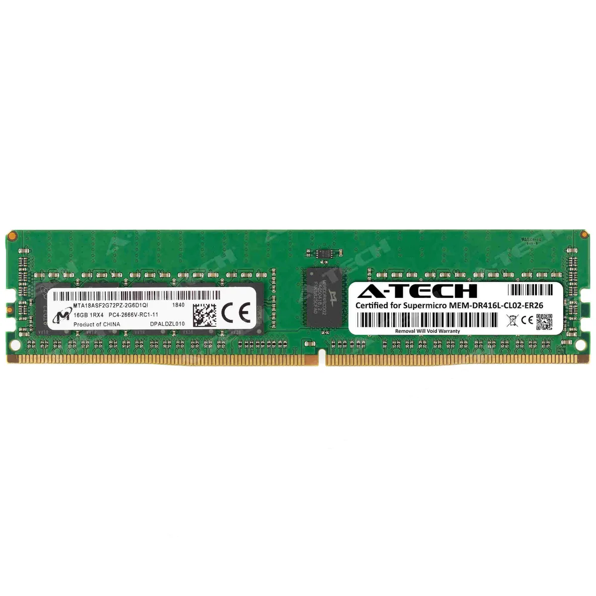 A-Tech A-Tech 16GB DDR4 2666MHz CL19 ECC Registered RDIMM 1Rx4 288-Pin Server Memory — product photo