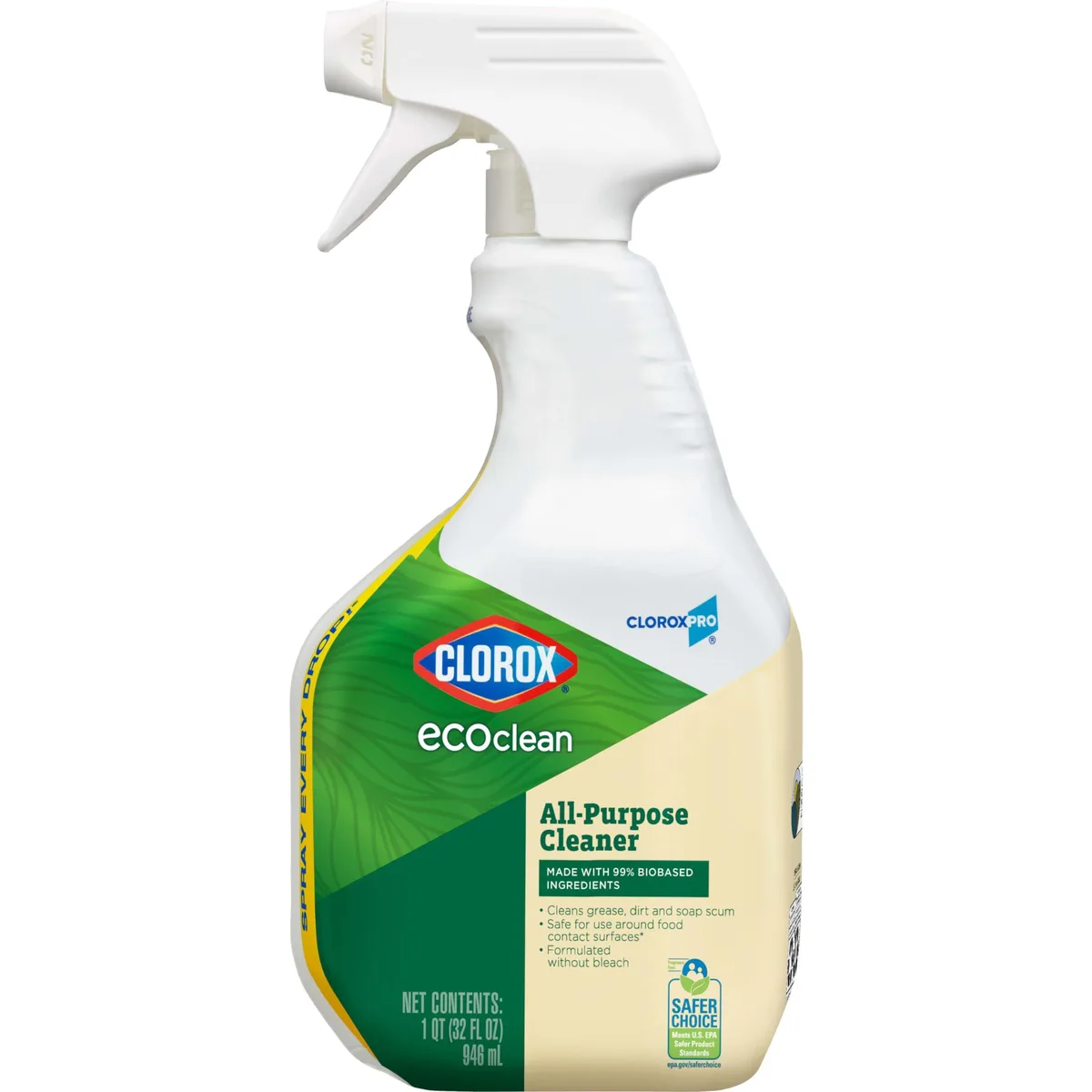 White 32 oz spray bottle with trigger, CloroxPro EcoClean all-purpose cleaner