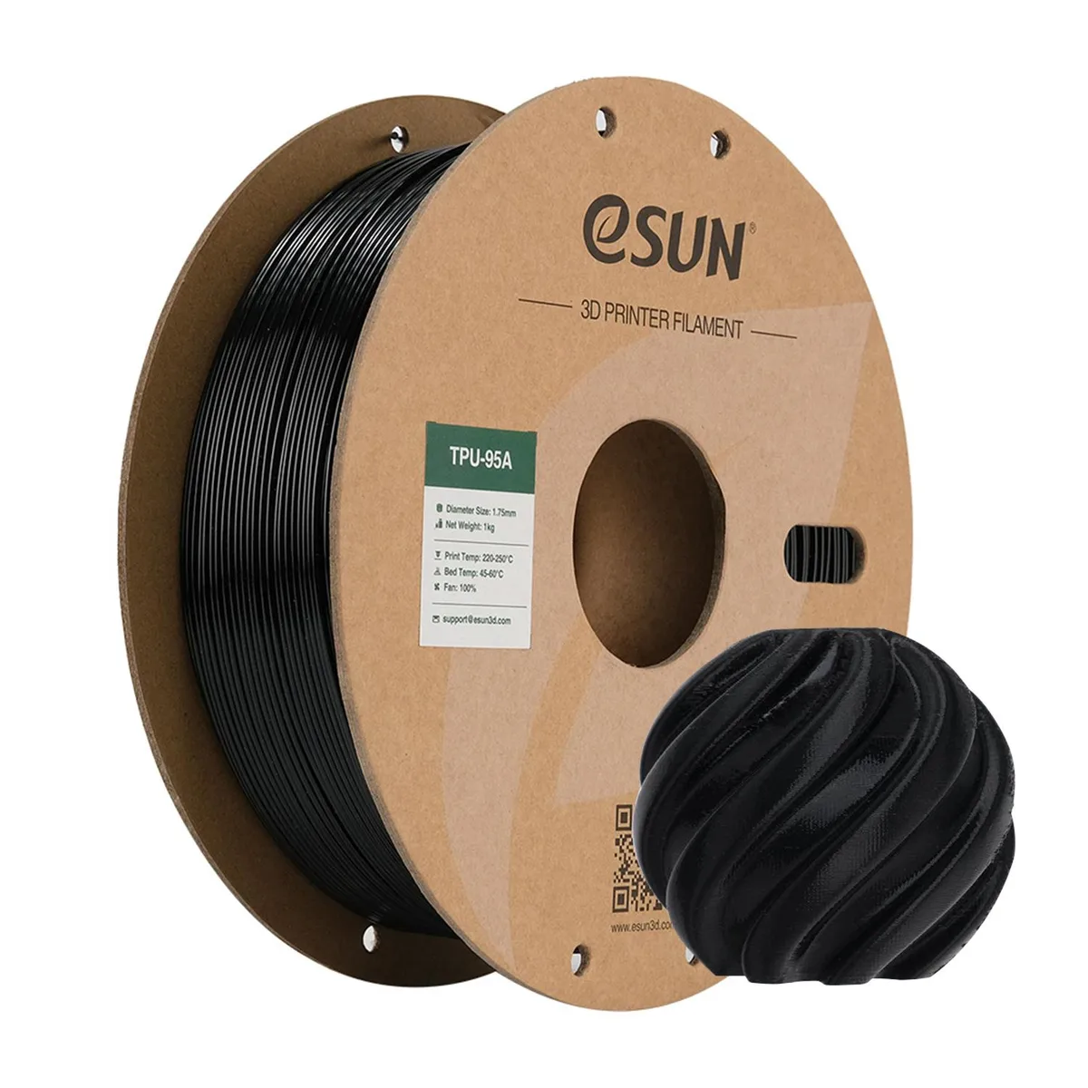 eSUN eSUN TPU 95A Filament 1.75mm 1kg Black — product photo