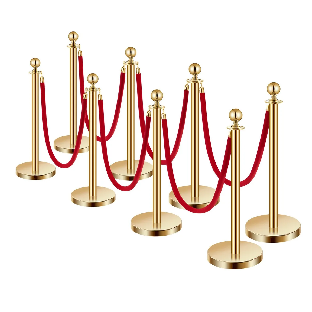 VEVOR VEVOR Stanchion & Velvet Rope Set 8 pcs Gold 35.04 in 25.13 lbs — product photo