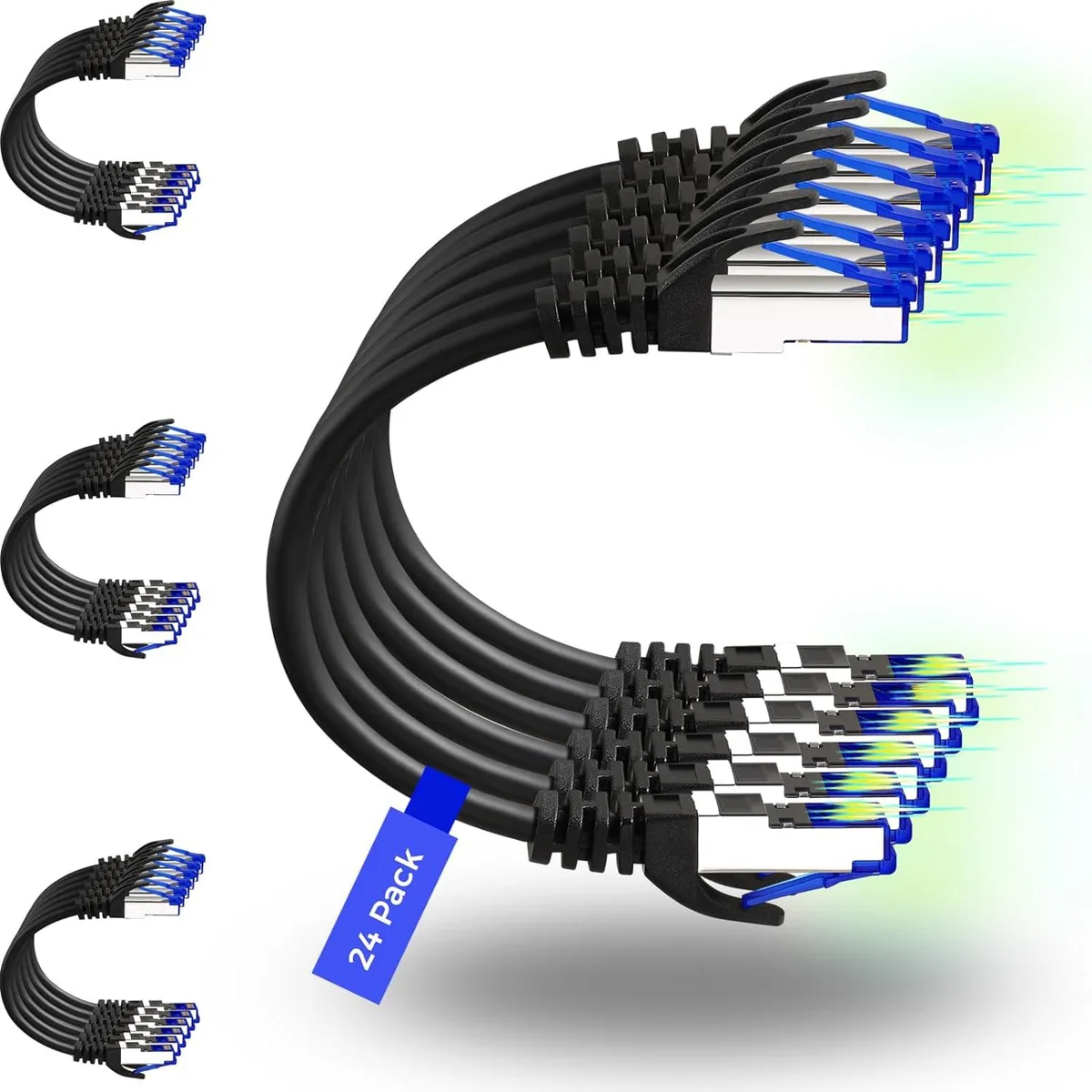 BFKK BFKK Cat8 Ethernet Cable 1ft 24 Pack Slim 40G 2000MHz — product photo