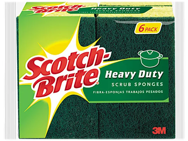 3M 3M 426 Heavy-Duty Scrub Sponge 4.5" x 2.7" x .6" Green 6/Pack — product photo