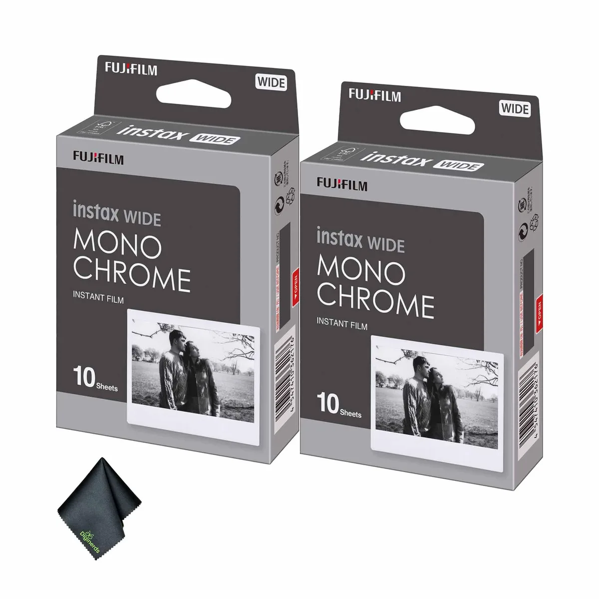 FUJIFILM FUJIFILM INSTAX Wide Monochrome Instant Film 2x10 Exposures + Cloth — product photo