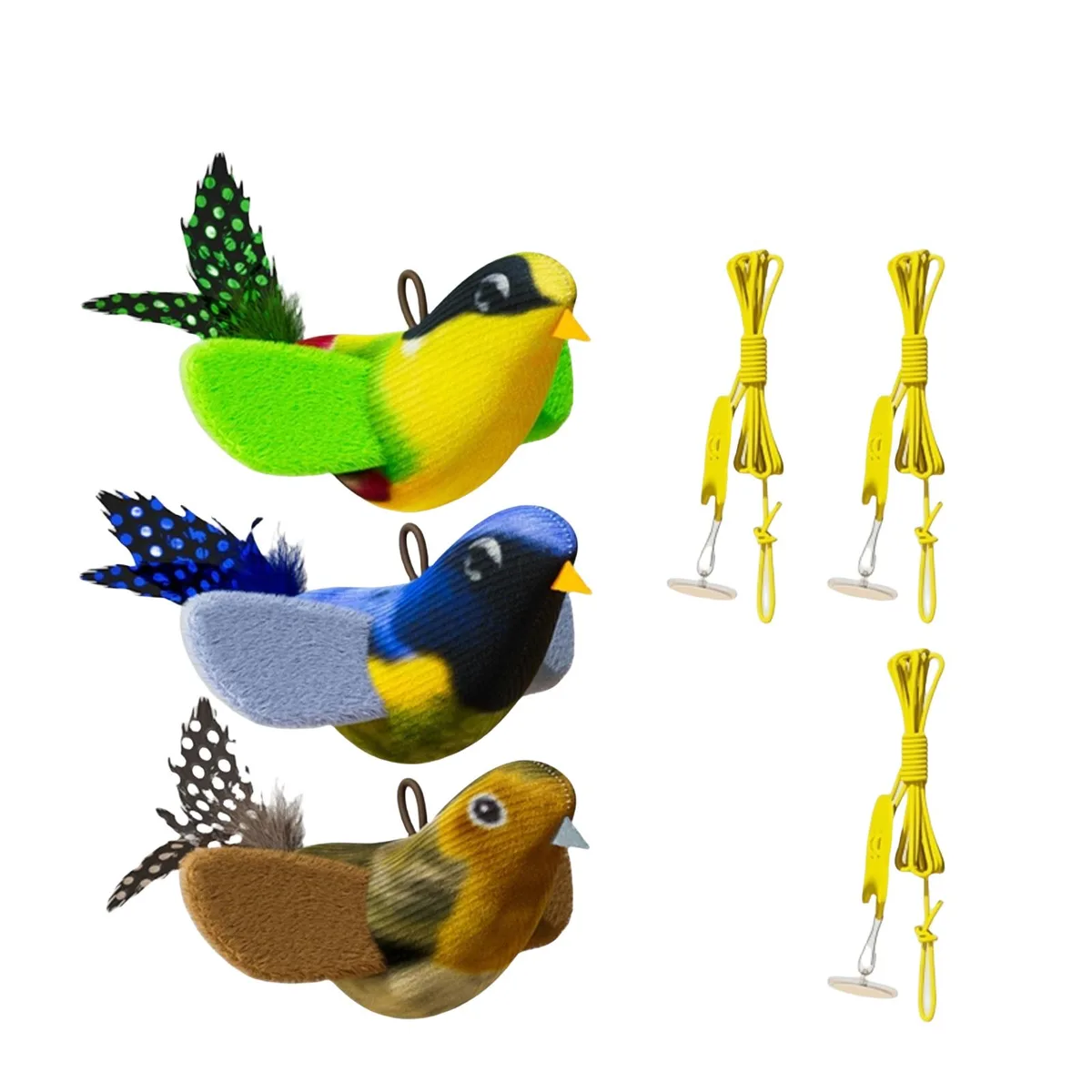 3MNSCD 3MNSCD Interactive Cat Toy Bird Real Feather Catnip 3PCS — product photo