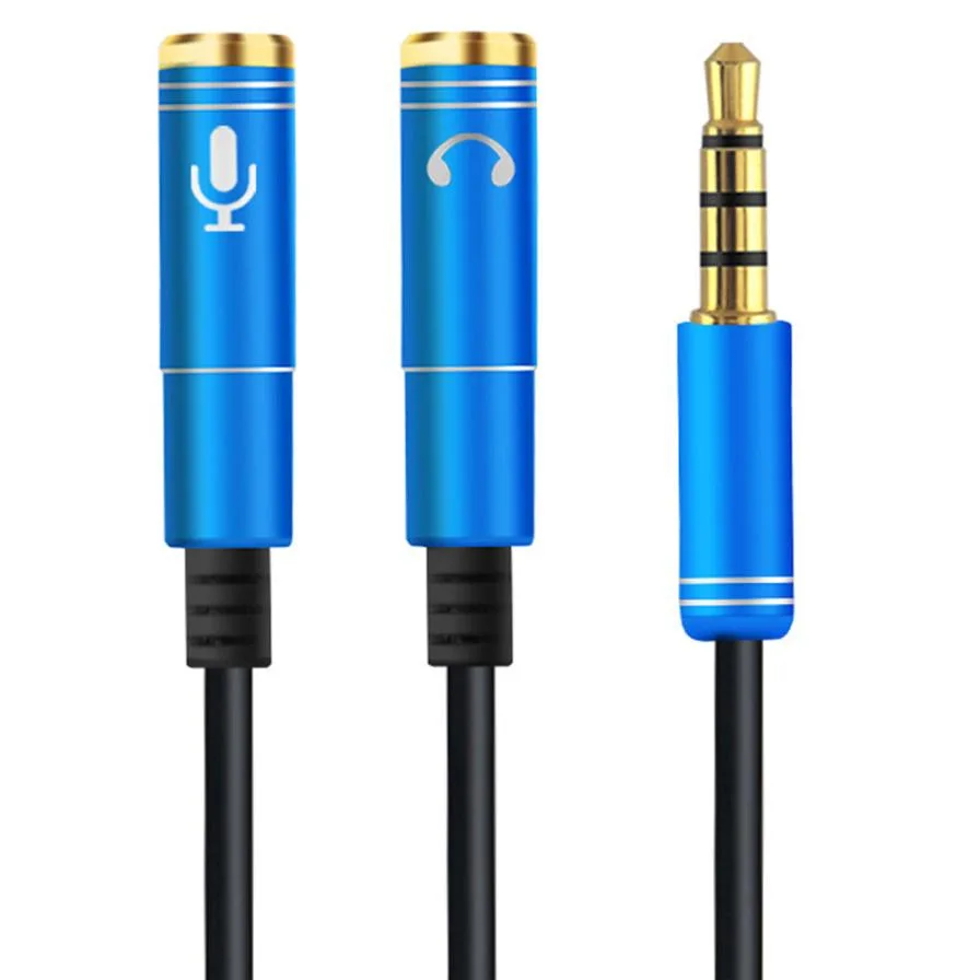 Jansicotek Jansicotek 2-Pack 3.5mm Male to 2 Female Audio Splitter Blue — product photo