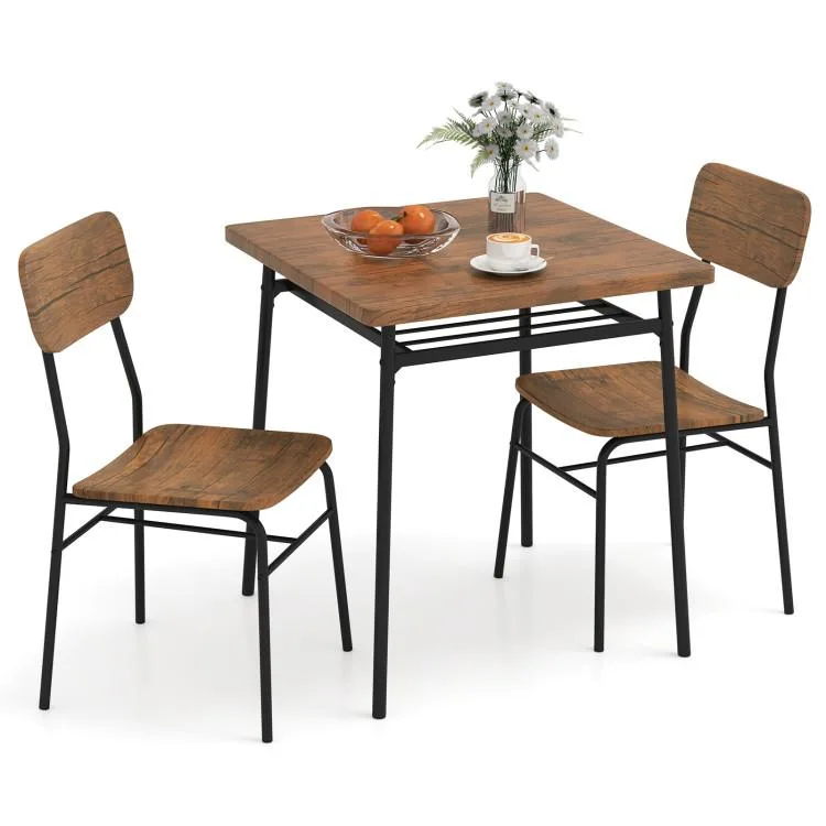 SlickBlue SlickBlue 3-Piece Dining Set Brown 28" Table 2 Chairs — product photo