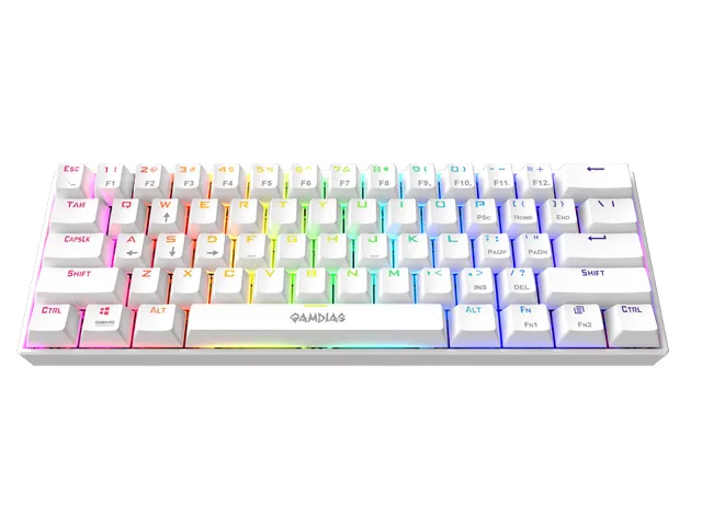 GAMDIAS Technology GAMDIAS Hermes E3 60% Mechanical Gaming Keyboard White Brown Switches — product photo