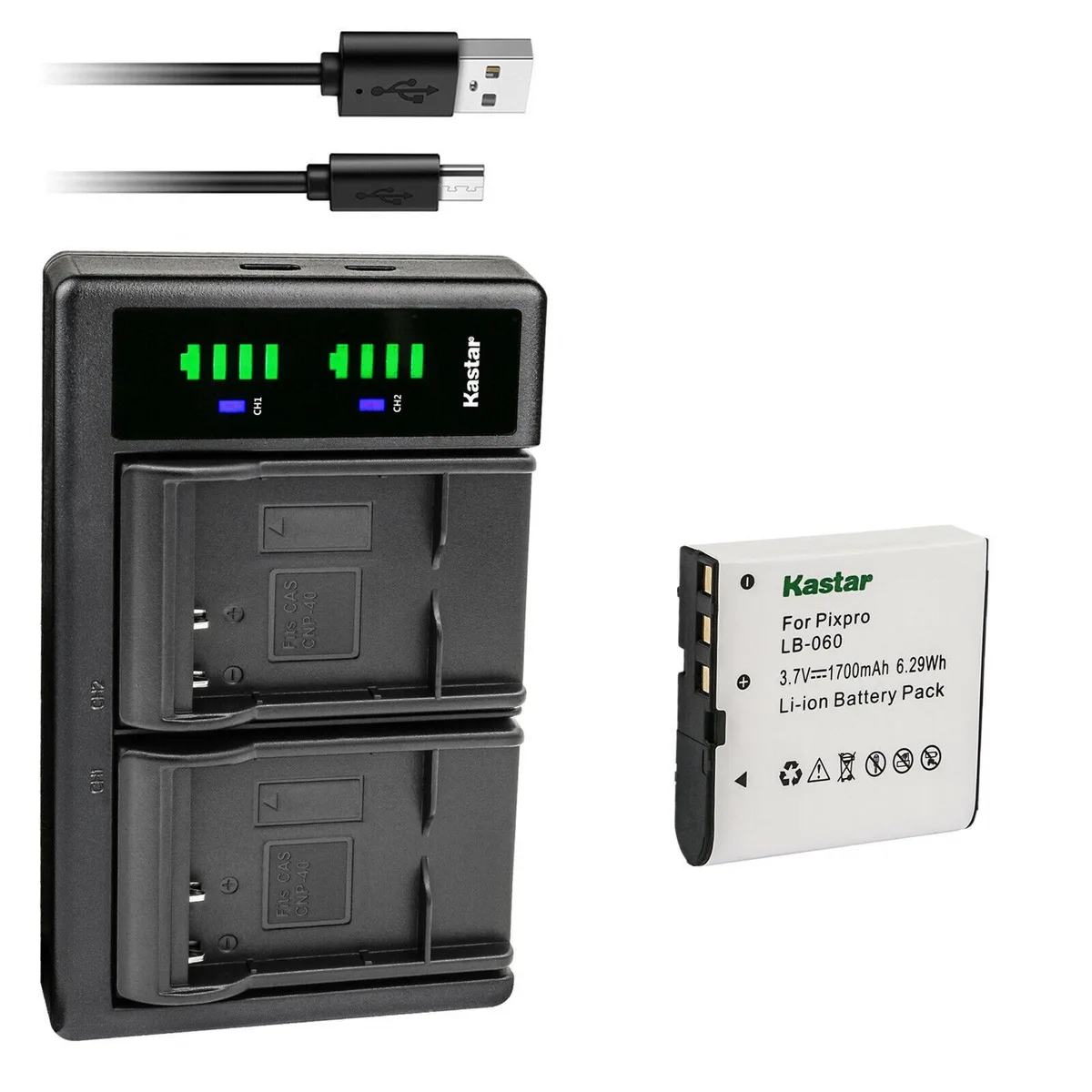 Kastar Kastar LB-060 camera battery and LTD2 USB dual charger 1-pack — product photo