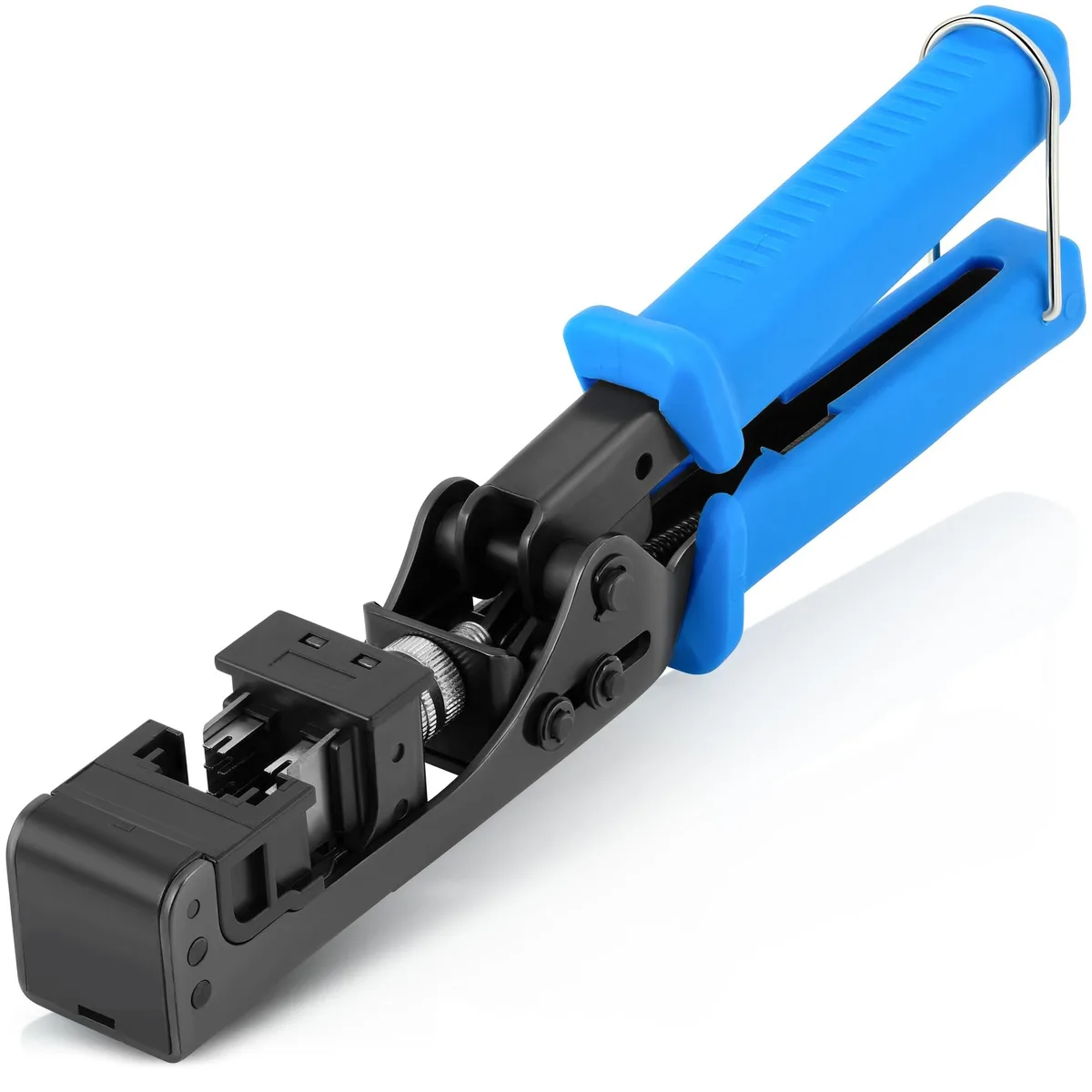 Red 90° angled punch-down tool with grooved rubber grip