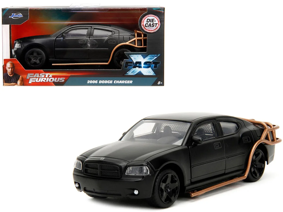 Jada Jada 2006 Dodge Charger Matt Black with Outer Cage "Fast &amp; Furious" 1/32 Diecast Car — product photo
