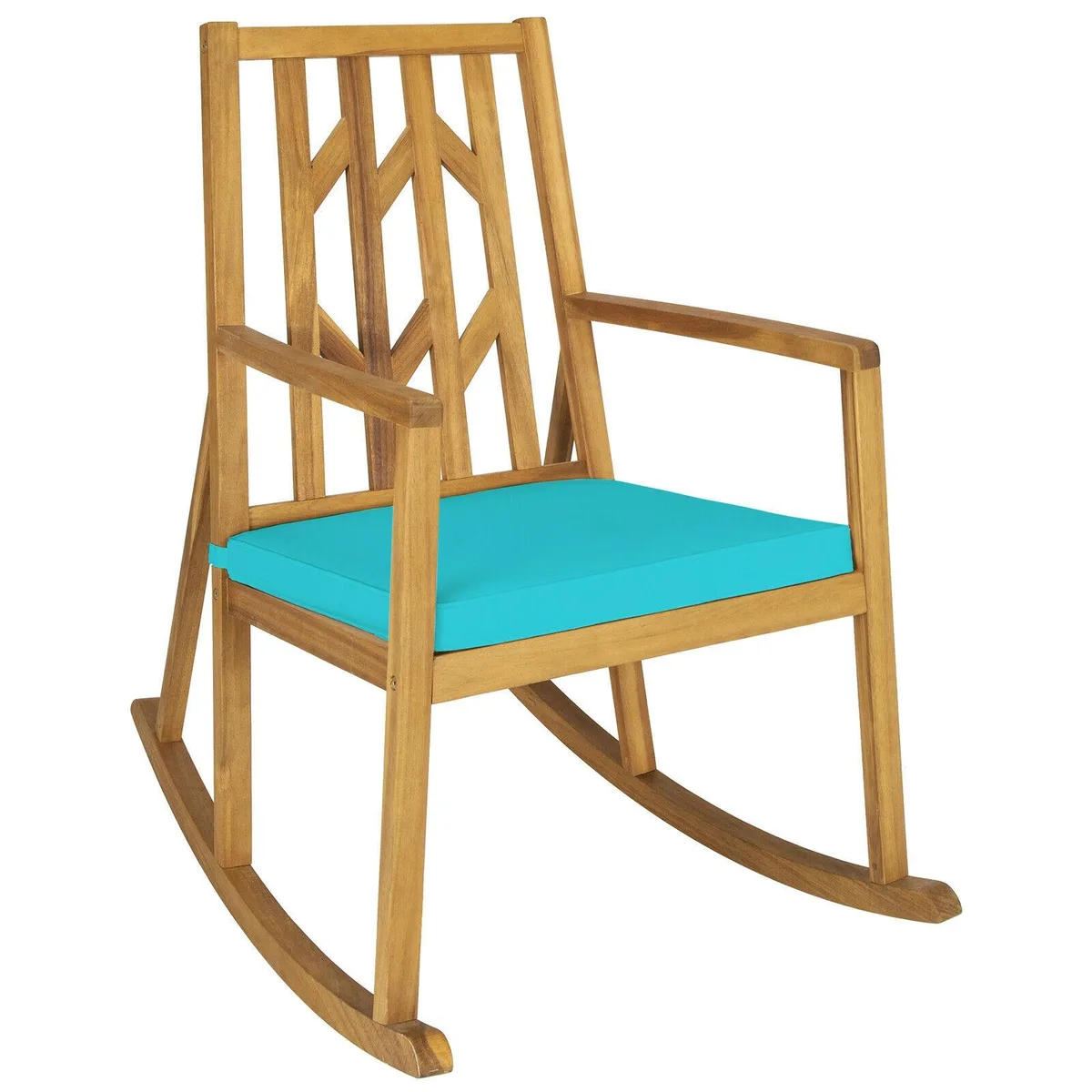 SlickBlue SlickBlue Acacia Wood Rocking Chair Sofa Turquoise 28.5" x 38" x 41 — product photo
