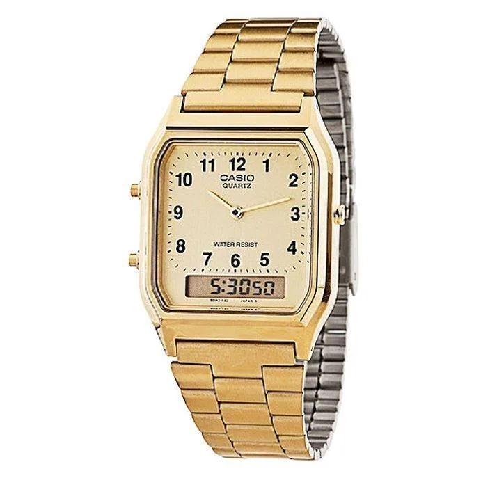 CASIO CASIO AQ-230GA-9B Gold Square Analog Digital Watch — product photo